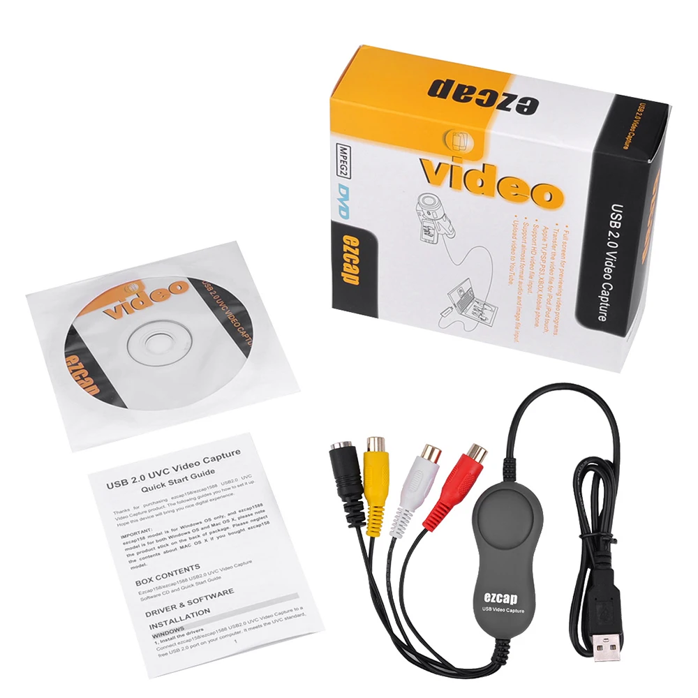 Высокое качество 2020 Новый EZCAP USB 2 0 аудио видеокарта конвертер адаптер DVD DVR VHS для