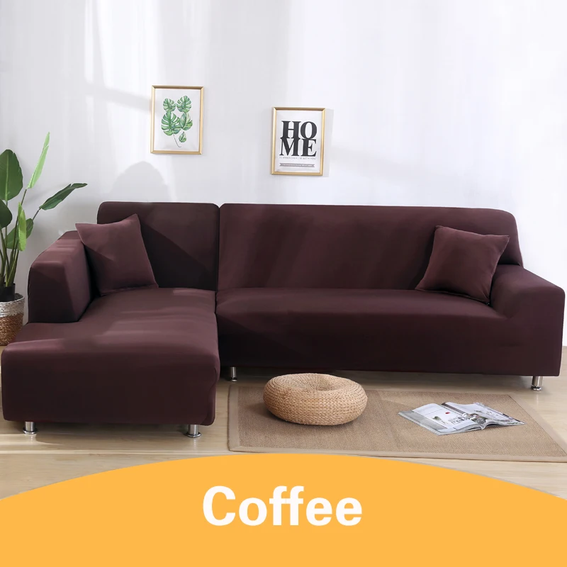 coffee 1/2шт эластичные чехлы для диванов для гостиной, чехлы для диванов, Защитные чехлы для мебели, стрейч, L форма, угловой секционный чехол, полотенце - Цвет: coffee