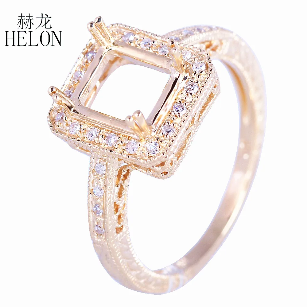 HELON Подушка 5x6 6.5x7.5MM твердая 10k желтое золото искусство винтажное резное женское