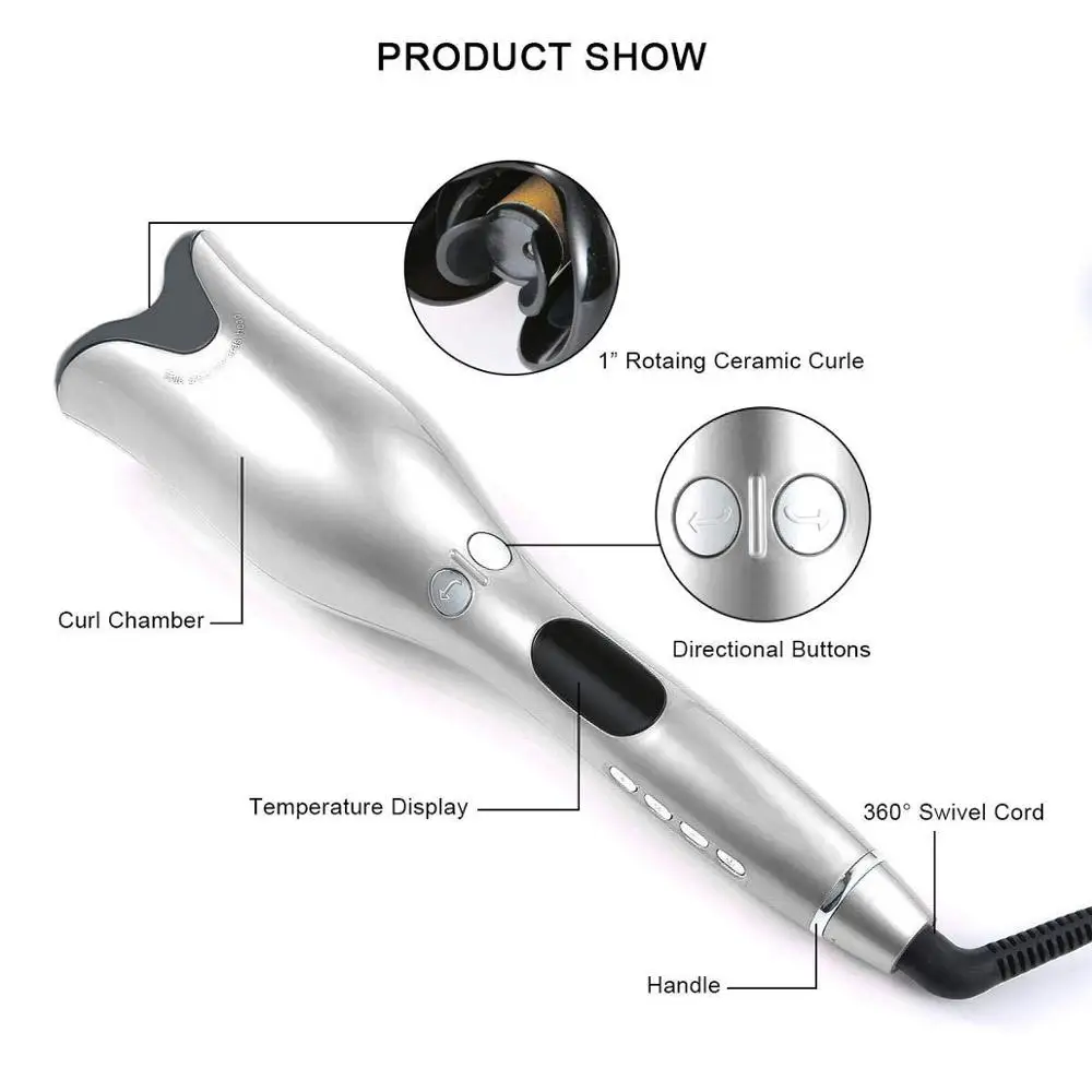Автоматические бигуди для волос Волшебные щипцы завивки ЖК экран дисплей