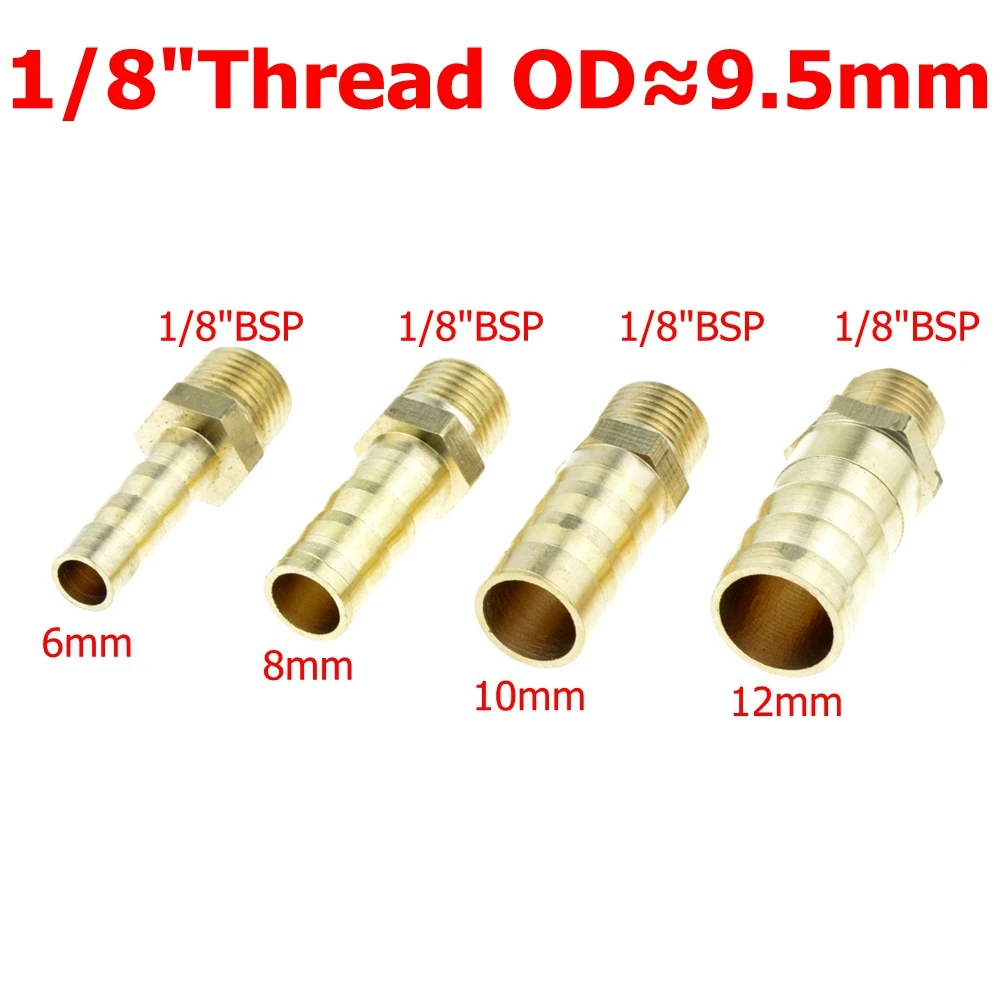 Brass Pipe Fitting 4mm 6mm 8mm 10mm 12mm 19mm Hose Barb Tail 1/8" 1/4" 1/2" 3/8" BSP Male Connector Joint Copper Coupler Adapter