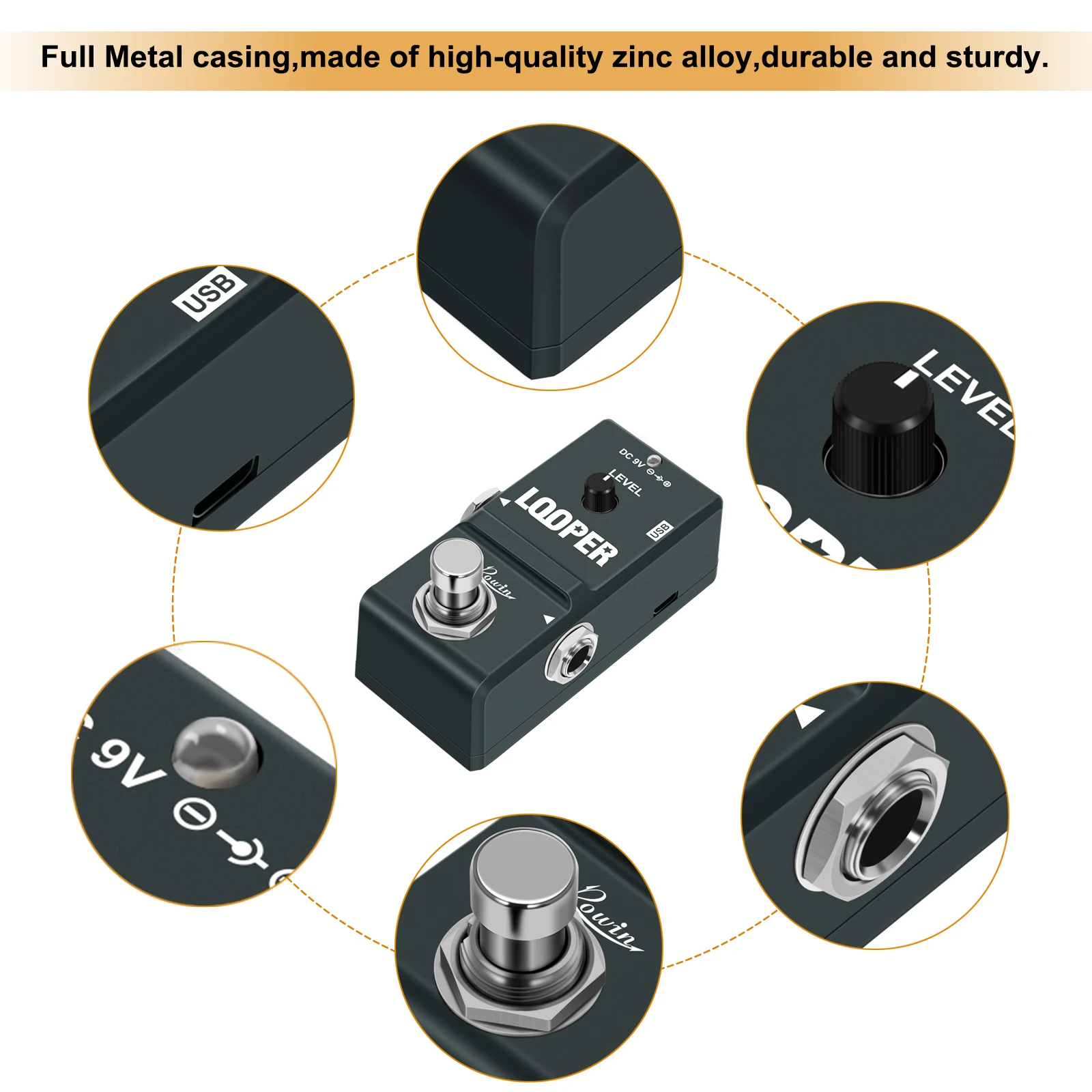 Enhanced Guitar Loop Pedal - Unlimited Overdubs, USB Connectivity, True Bypass, 10-Minute Looping, 48K Quality