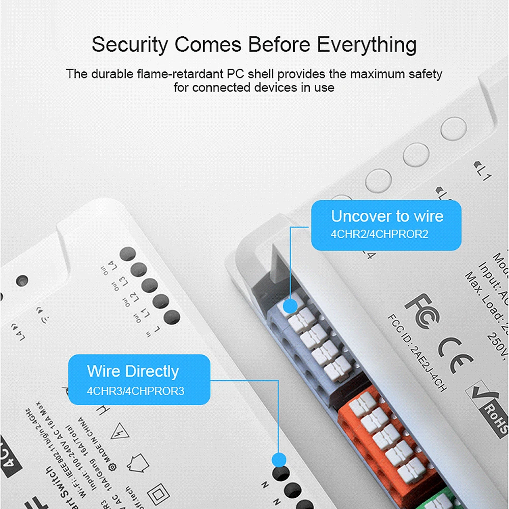 Интеллектуальный выключатель света SONOFF 4CH R3/PRO R3 433 МГц беспроводной