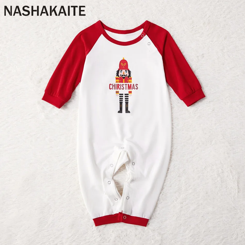 NASHAKAITE новогодние пижамы на Рождество контраст топ и штаны в полоску, Набор одинаковых пижам для всей семьи, комплект для Пижама с утолщённой меховой опушкой, familia