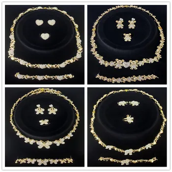 

UPS fast ship 24 sets/lots XOXO Jewelry Sets for Women Necklaces 14K Gold Plated Earring Bride Jewellry Set Charm Braclets