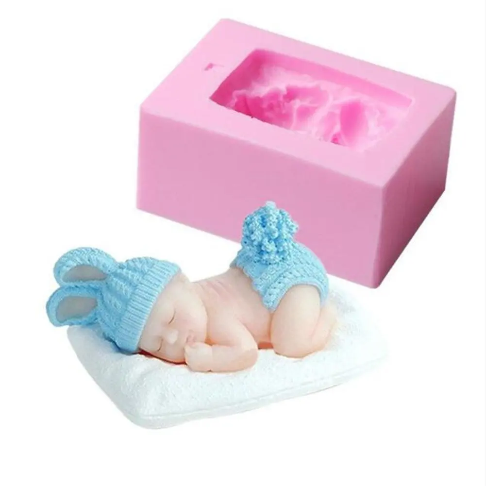 DIY Baby Sleeping делая конфеты помадкой силиконовые формы вечерние украшения торта инструменты 3D ремесло искусство плесень глиняные формы для свечей мыла