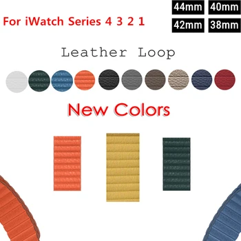 

2019 new Genuine Leather Loop for apple watch band 44mm 40mm strap iwatch 4 3 2 1 band 42mm 38mm wrist belt bracelet Magnetic