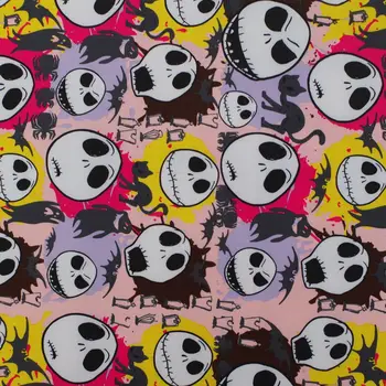 

1 yard Polyester/PVC coated Waterproof Fabric for bag,- Cartoon - Skull and cat (pink) (width=140cm)