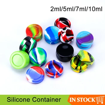 

4 type 2ml 5ml 7ml 10ml Nonstick Silicone Container Storage Box for Oil Wax Jar Dab Wax Container Random Color