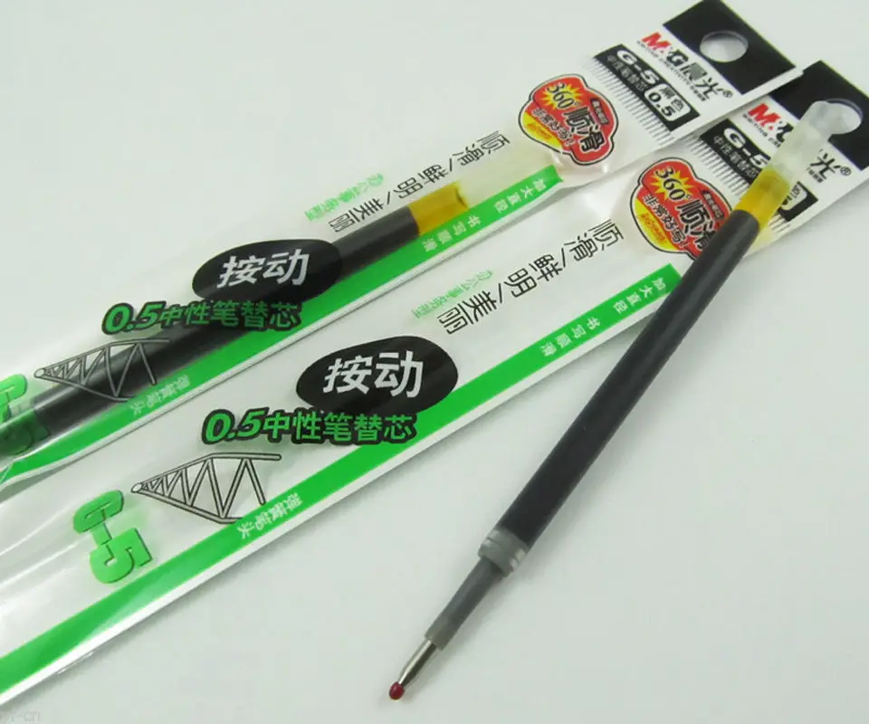 

2pcs M&G G5 Retractable Refills For GP-1008 Z1 0.5mm Pipe Gel Ink Pens 3 Colors