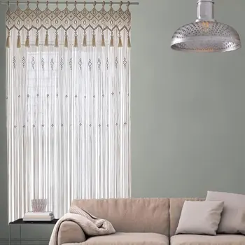 

Wall Hanging Boho Tassels Curtain Hand-woven Tapestry Window Curtain for Bedroom Window Wedding Background Decoration