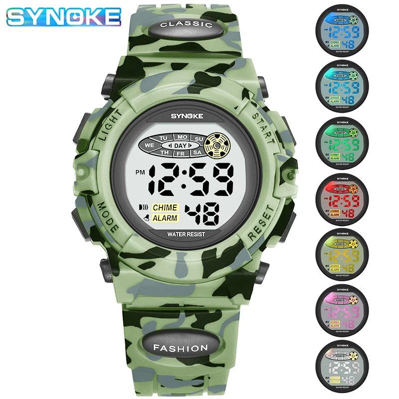 Kids Watches Camouflage Infantil PANARS Sports Boy Fashion Relogio LED Colorful-Lights