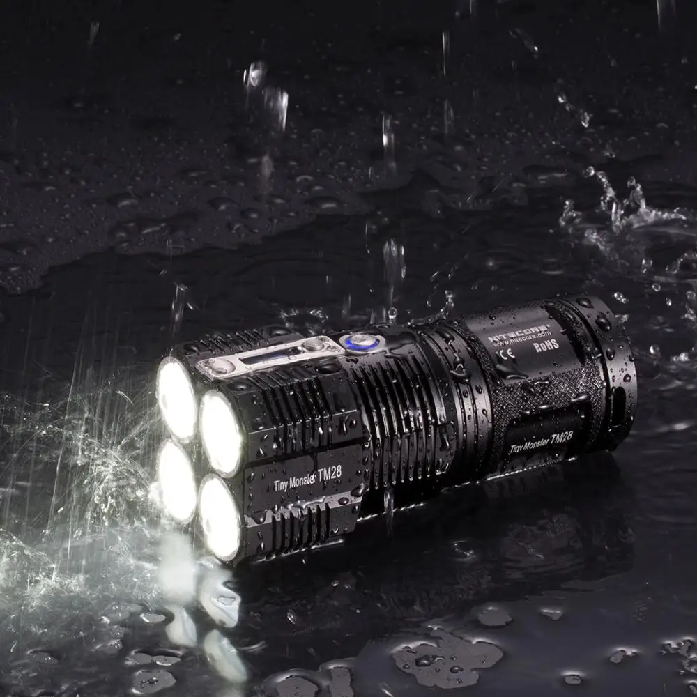 NITECORE TM28 4* CREE XHP35 HI 6000лм дальность луча 655 м светодиодный фонарик с зарядным устройством и 4 шт. 18650 3100 мАч литий-ионные аккумуляторы