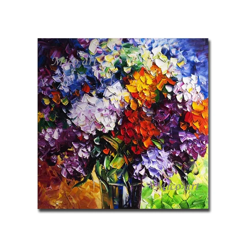 美術ヘビーテクスチャ厚い花アート非フレームハンドペイントキャンバス油絵ボトルアート家の壁の装飾アート作品 Painting Calligraphy Aliexpress