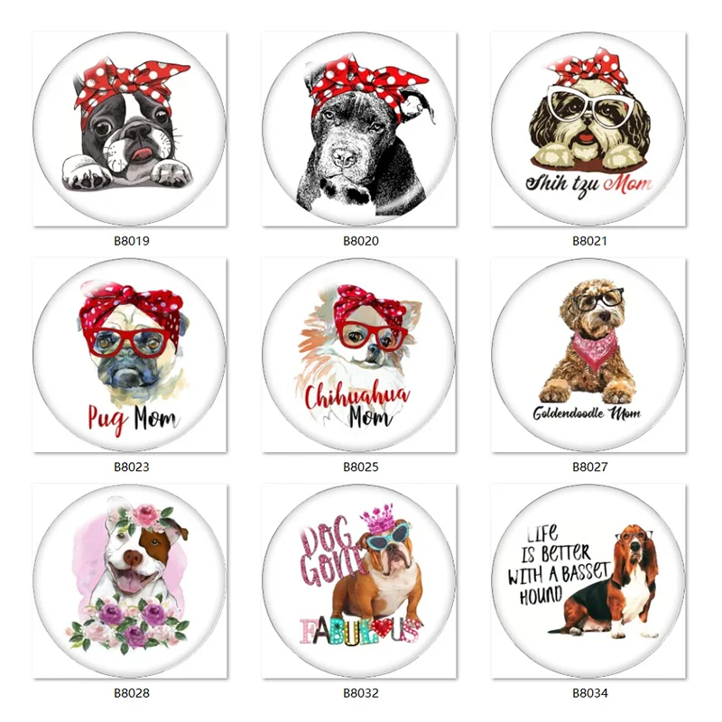 Мопса bostie dog mom Glass es flower 10 шт Смешанные 12 мм/20 мм/25 мм круглые фото стекло кабошон demo
