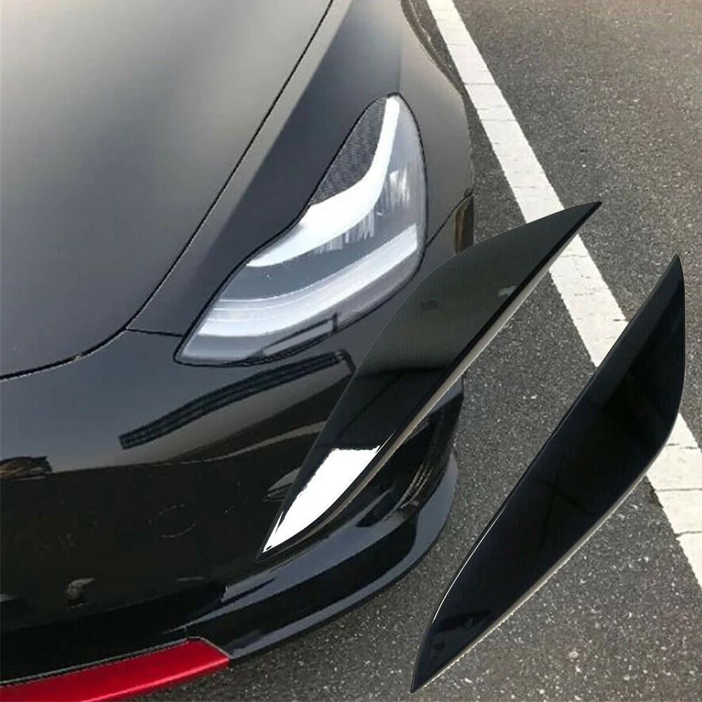 ABS глянцевый черный для Tesla модель 3 17-20 передняя фара брови крышка отделка