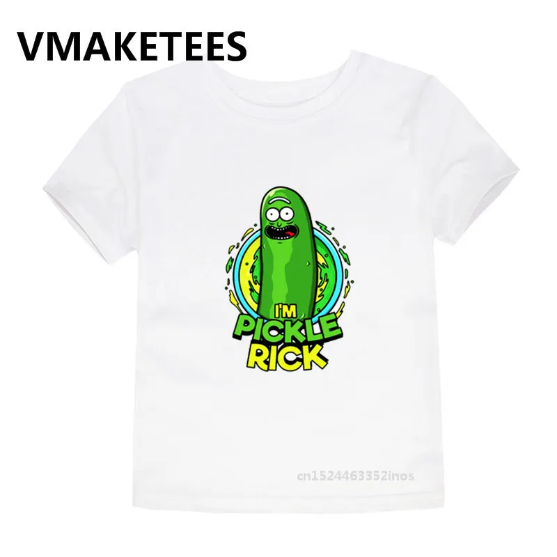 Забавная Футболка с принтом «I'm Pickle Rick» для мальчиков и девочек, детские летние топы, Детская футболка с дизайном «Rick and Morty», HKP5056A