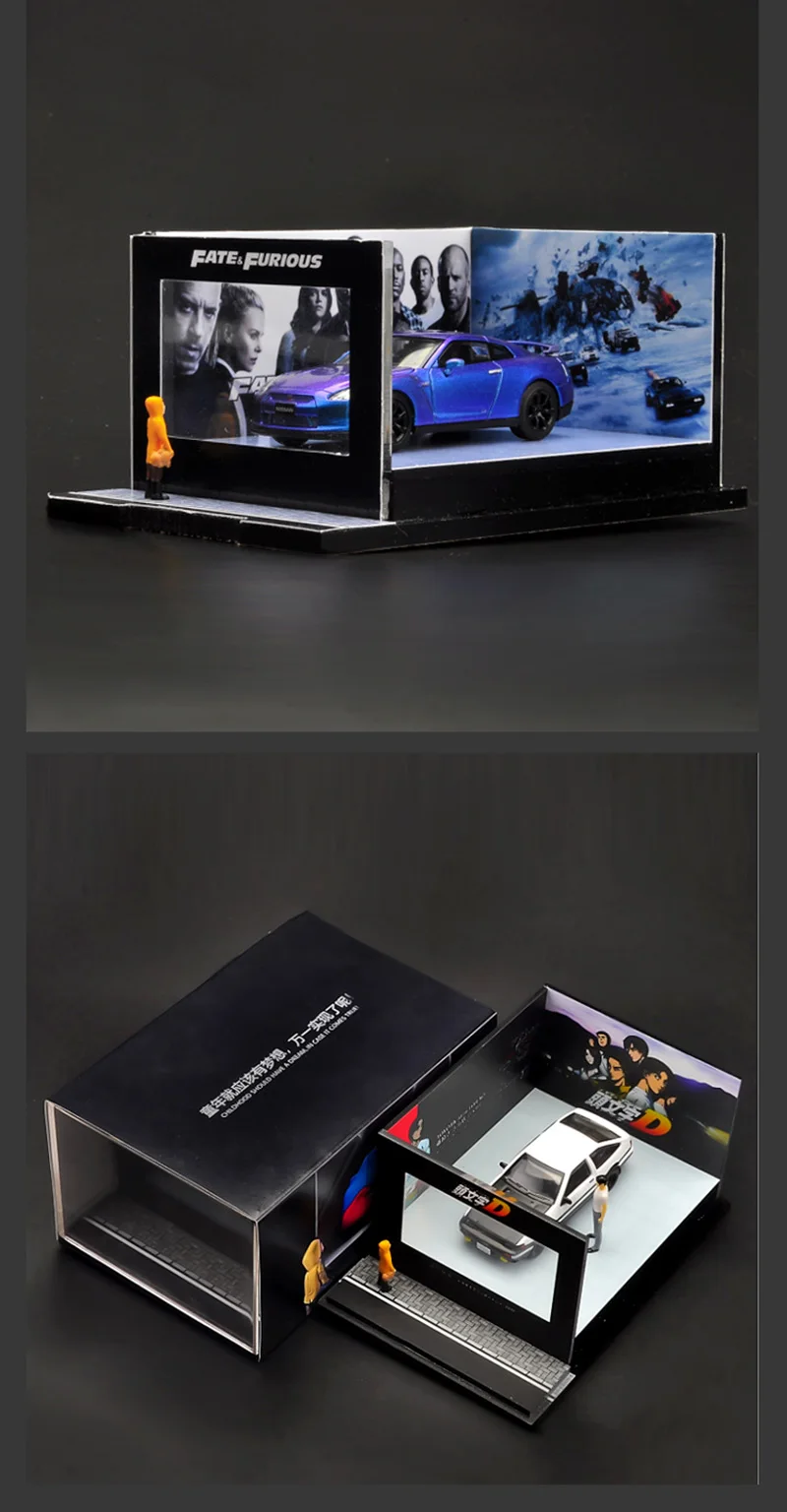 1/64 Пылезащитная коробка для хранения модели автомобиля, витрина, стенд, сцена, имитация, украшение, картина, модель автомобиля, аксессуары, дисплей