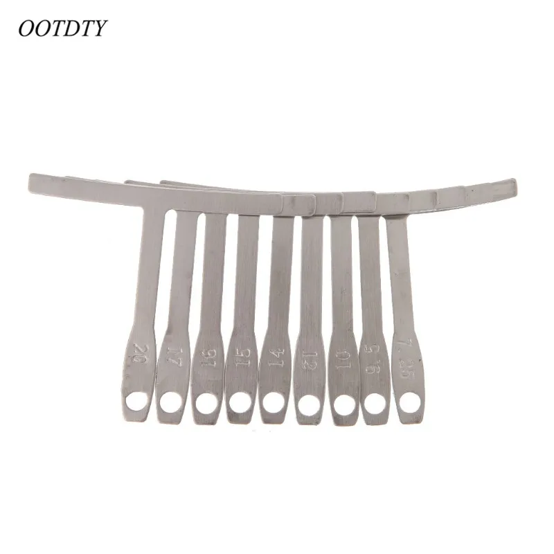 Stainless Steel 9 шт./компл. Understring радиус и множество других типов листового металла для гитары и настройка басов Инструменты для ремонта струнных инструментов Q1FF - Цвет: Stainless Steel