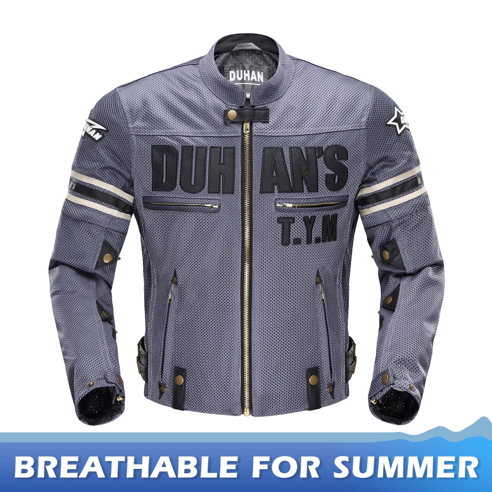 DUHAN, летняя мотоциклетная куртка, Мужская, дышащая, сетчатая, для езды на мотоцикле, мотоциклетная куртка, для тела, защита, для мотокросса, одежда - Цвет: D-103 Blue