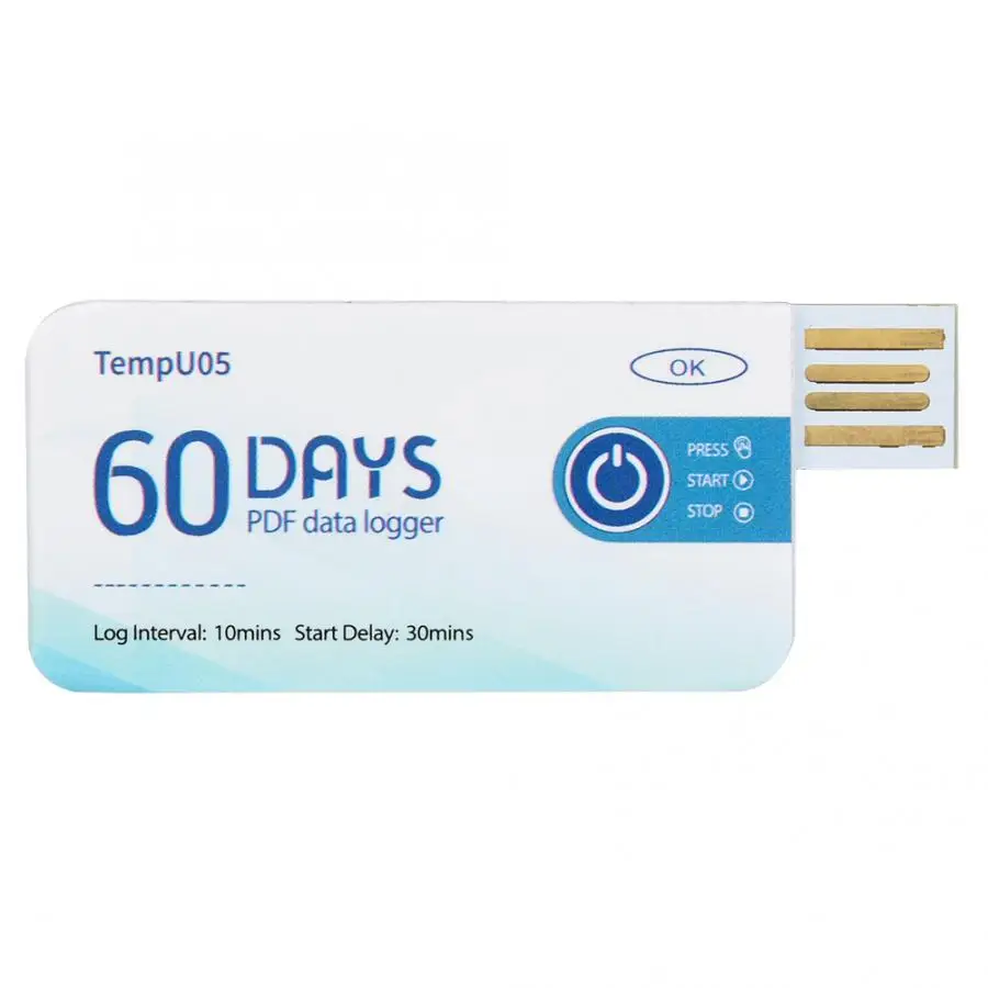 TempU05 регистратор данных температуры одноразовый USB Регистратор температуры PDF отчет для мониторинга пищевых химических продуктов