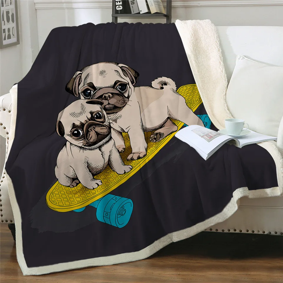 Постельные принадлежности Outlet хиппи Мопс шерпа одеяло на кровать животное мультфильм собака плюшевое покрывало Рождество бульдог диван крышка