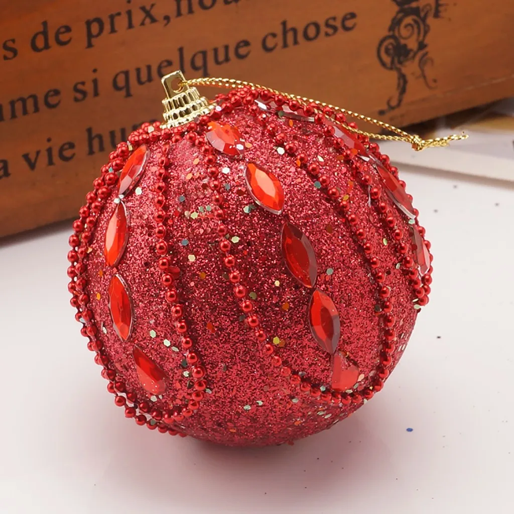Christmas ball Pendant 8CM Rhinestone Glitter Sequin Baubles Ball Tears Pattern Xmas Tree Hanging Ornament Decor F930 | Дом и сад