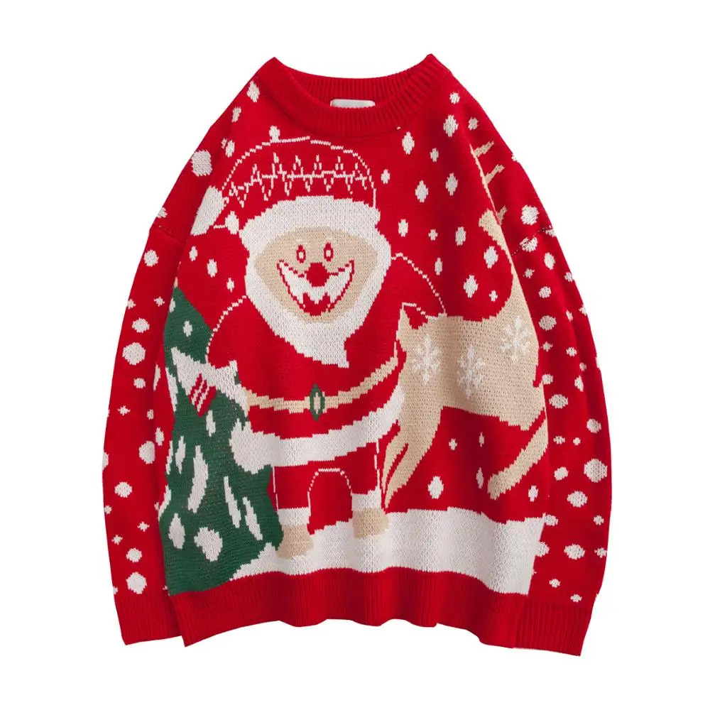 Рождественский вязаный свитер для мужчин/женщин, зима, осенние красные рождественские свитера, пуловер с длинным рукавом для пар, Мужская теплая Модная Новинка