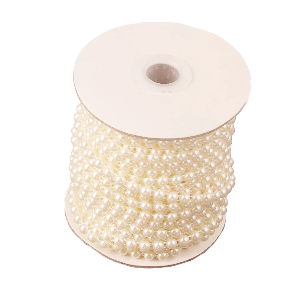 25M Roll Fishing Line Pearls String Beads Chain Garland Wedding Decoration Centerpieces ( Color : Beige )