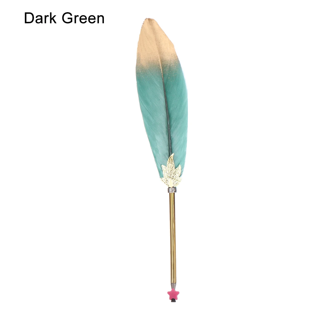 Dark green Ballpoint Gel Pen Gold Feather Pens Custom Decorative Pen Signature Writing Tool Stationery School Office Supplies Christmas Gif - Цвет: Dark green