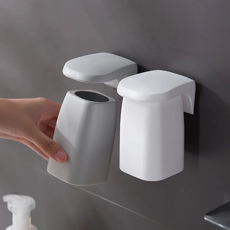 Soporte de pared magnética para vaso de gárgaras, conjunto familiar para amantes del cepillo de dientes, suministros de baño, venta al por mayor, envío directo