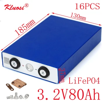 

NEW KLUOSI 16PCS 3.2V80Ah LiFePO4 Battery 16S/48V Battery Pack FOR Energy Storage Inverter EV Marine RV Golf US/EU TAX FREE