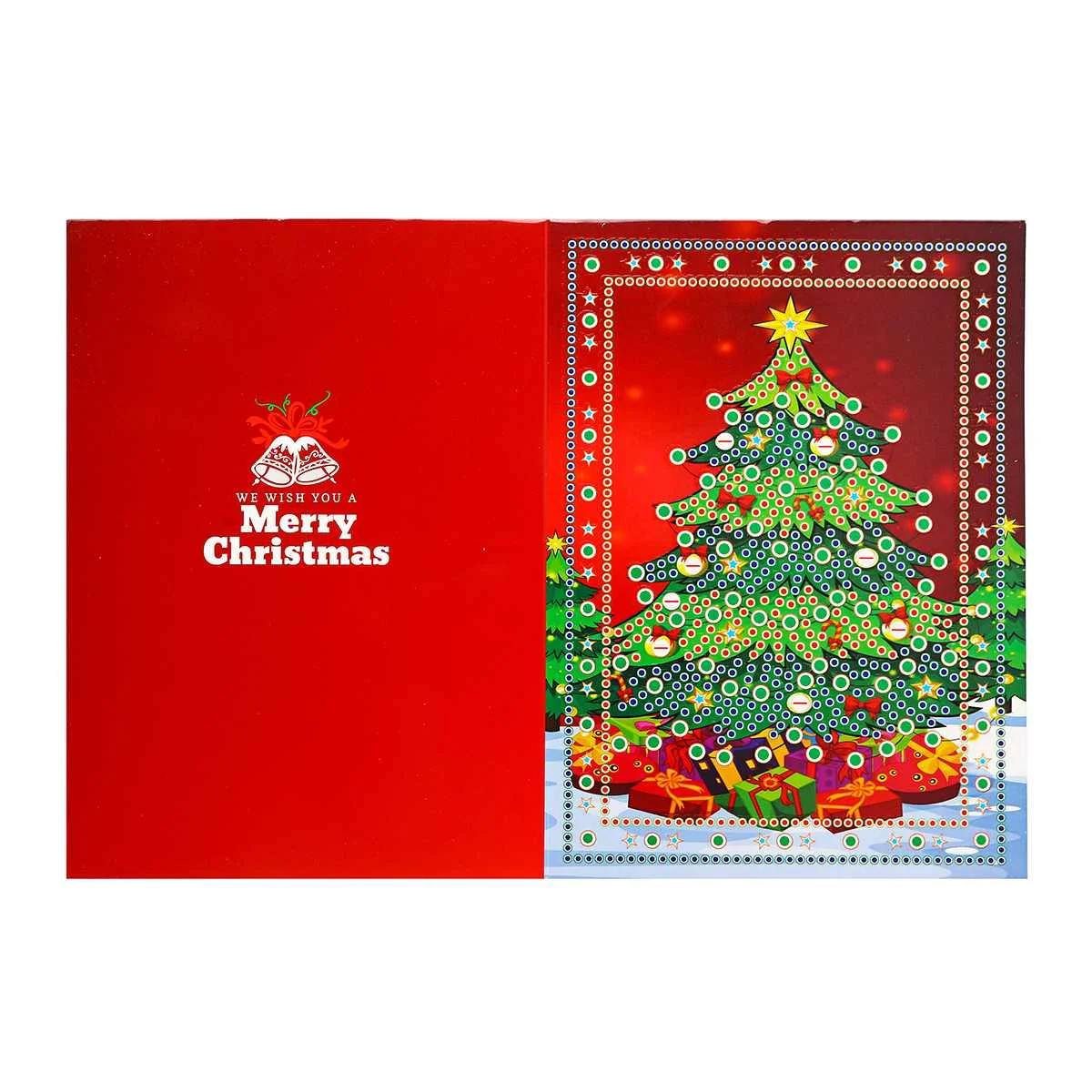  4PCS DIY Diamond Painting Greeting Cards Christmas Invitation Cards 5D Embroidery Diamond Postcards - 4.00025E+12