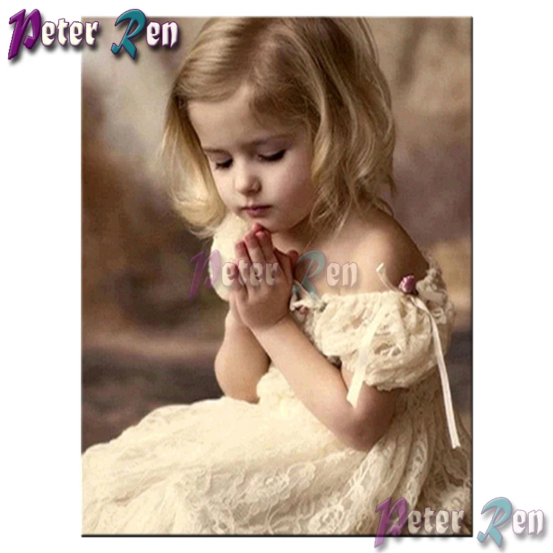 

5d Diamond painting Little girl praying Diy full Square/round Rhinestones cross stitch embroidery picture Modern Girl gift