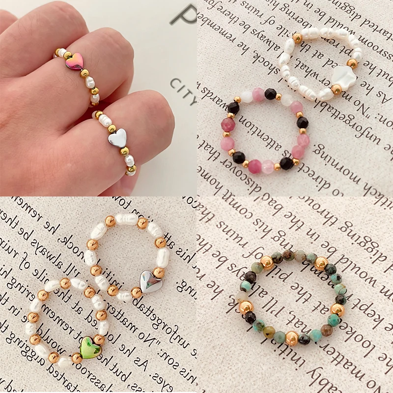 Кольца из натурального камня женские богемные ювелирные украшения нержавеющей