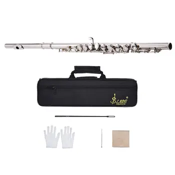 

Western Concert Flute Silver Plated 16 Holes C Key Cupronickel Woodwind Instrument with Cleaning Cloth Stick Gloves Screwdriver