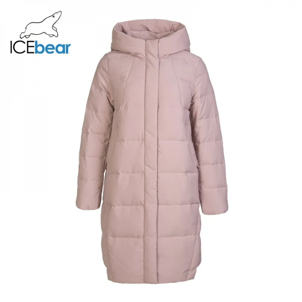 Женское длинное пуховое пальто ICEbear модная теплая парка с капюшоном Брендовая