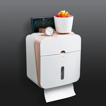 

Waterproof Wall Mount Toilet Paper Holder Storage Towel Bathroom Tissue Paper Box Rack Bathroom Toilet Tissue Tube Storage Box