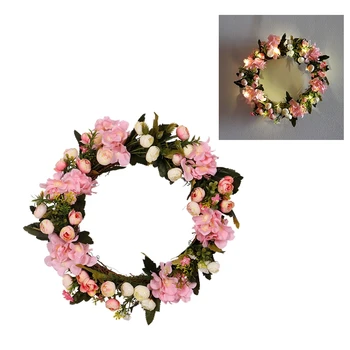 

Artificial Camellia Hydrangea Wreath Simulation Rose Flowers Garland Decor Home Door L Wreath