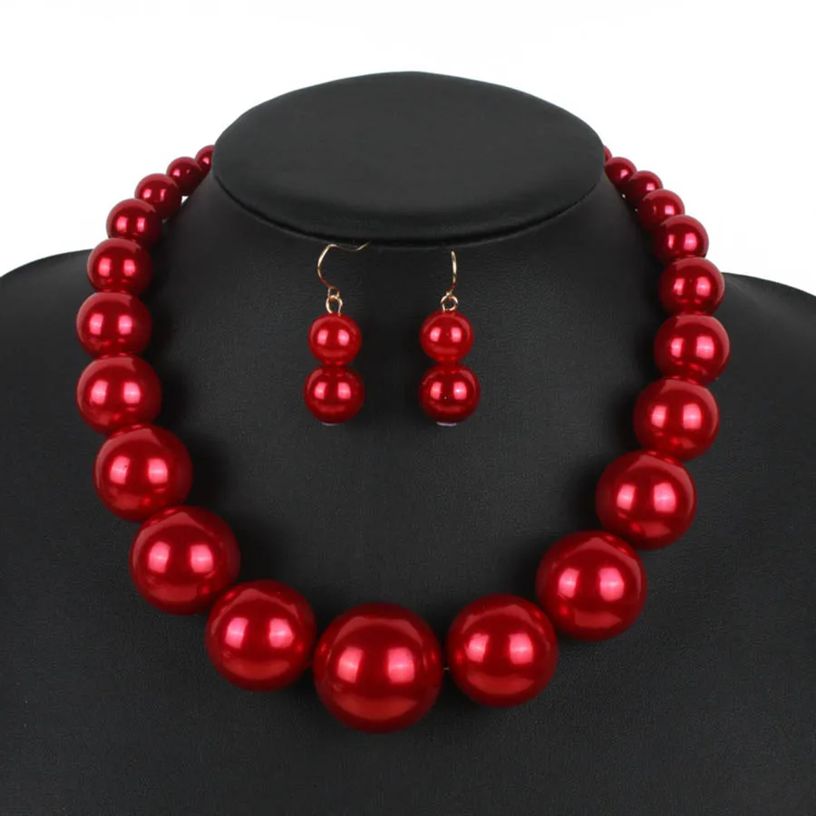 Hyperbol индийские ювелирные изделия бусы свадебное ожерелье набор красный/белый/черный имитация-серьги из жемчуга набор турецких ювелирных изделий
