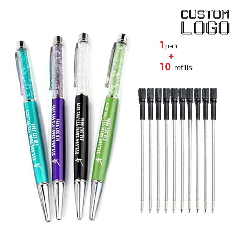 Custom Logo Made Colorful Rhinestone Couple Ballpoint Pen Refill Birthday Valentine's Day Engraved Gift Office Accessories Tool bracelet tool jewelry helper hand bracelet helpers fastening for jewelry bracelet necklace clasps zipper valentine sgift 6 1inch