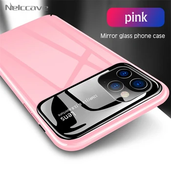 

500Pcs Luxury Mirror Glass PC Phone Case For iPhone 11 Pro XS Max XR X 8 Plus SE 2020 Anti-knock Full Protective Cover Fundas