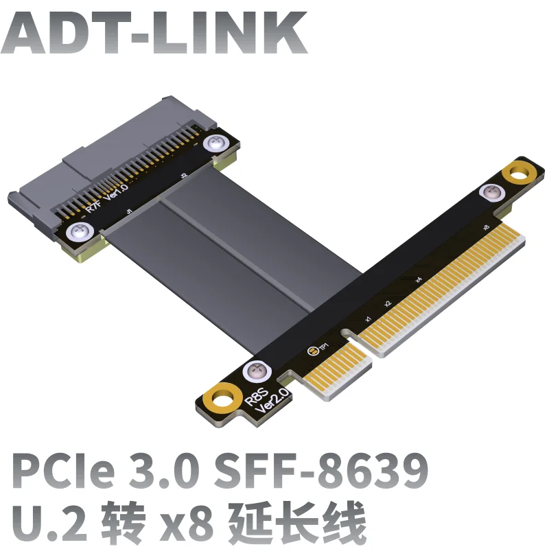 Free Shipping ADT-LINK U.2 Interface U2 To PCI-E 3.0 x8 To SFF-8639 NVMe PCIe Extension Cable PCIe x8 To U.2 NVMe Riser Adapter