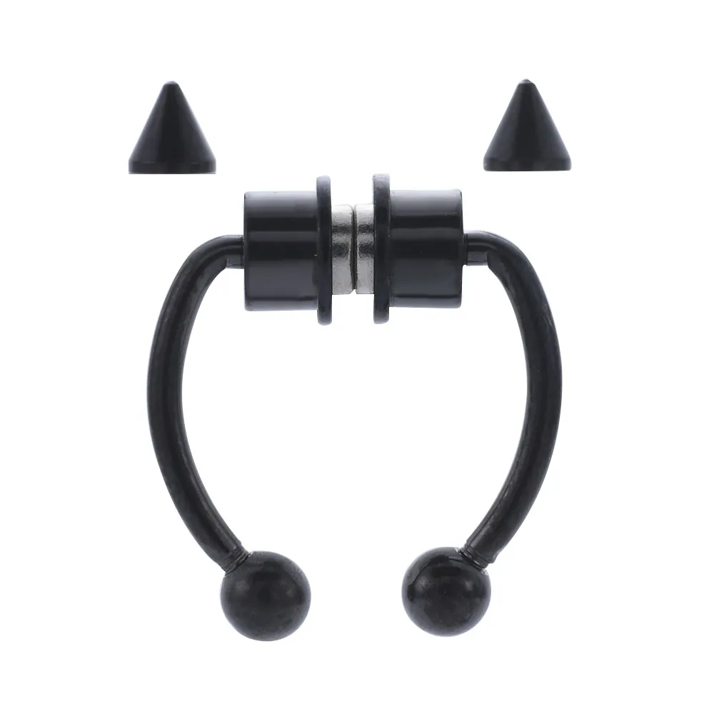 Fake Nose Ring Hoop Nose Septum Rings Stainless Steel Magnet Nose Punk Fake Piercing Body Jewelry Hip Hop Rock Ear clip Jewelry