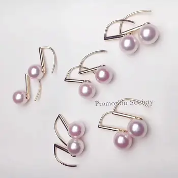 

MeiBaPJ Small New Fashion 925 Silver Natural Freshwater Round Pearl Golden Drop Earrings Fine Wedding Jewelry for Women
