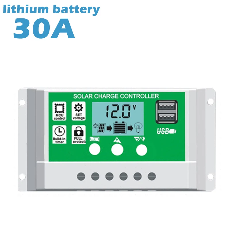 10A 20A 30A 40A 50A 60A за максимальной точкой мощности, Солнечный Контроллер заряда 12V 24V режимы Auto, PWM 5V Выход регулятор фотоэлектрических домашних Батарея Зарядное устройство ЖК-дисплей с двумя портами USB