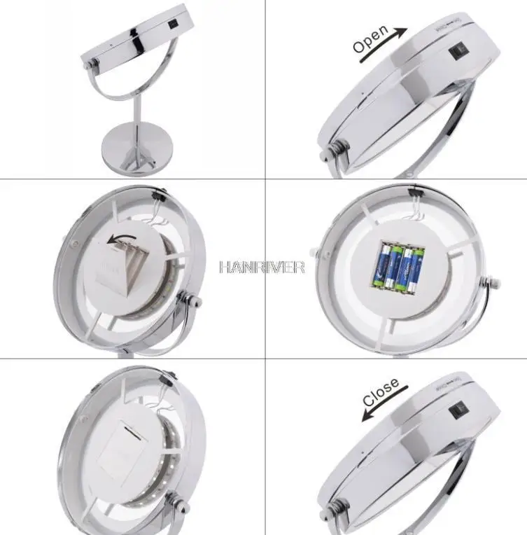 Magnifying Desktop Makeup Mirror 10x LED Light 360 Rotation Double Side 7inch LED Lighted up Comestic Mirror