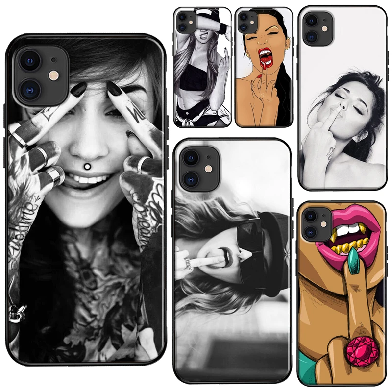 Middle Finger Swag Girl Case For Iphone 11 Pro Max Xr X Xs Max Se 5s 6s 8 7 Plus 12 Pro Max 13 Mini Cover Phone Case Covers Aliexpress
