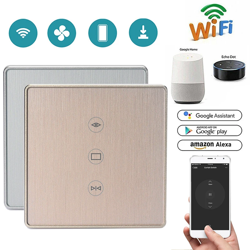 

Gold/Silver Tuya Smart Life WiFi Curtain Switch for Electric Motorized Curtain Blind Roller Shutter works with Alexa&Google home