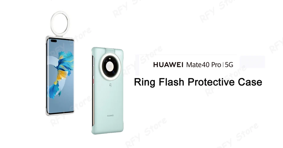 Playpen LED Phone Case For Huawei P30 40 Pro Mate 30 40 Pro Selfie Ring Flash Photo Fill Light Portable Flash Camera Flashlight Cover Color : White, Material : For Mate30